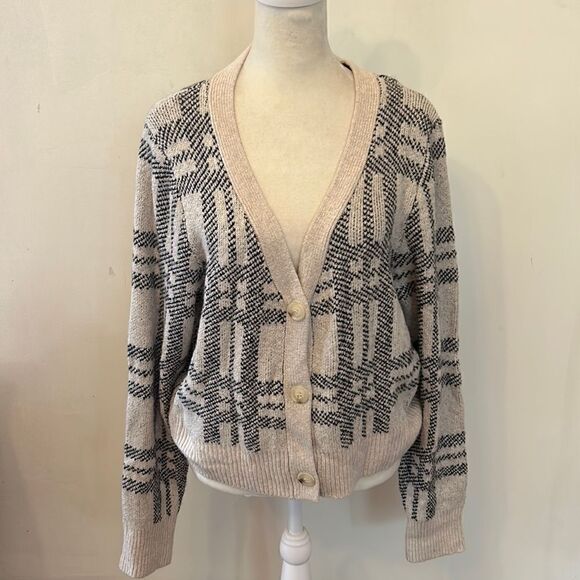 William Rast cream black plaid sweater Size XL NWOT - Picture 1 of 9